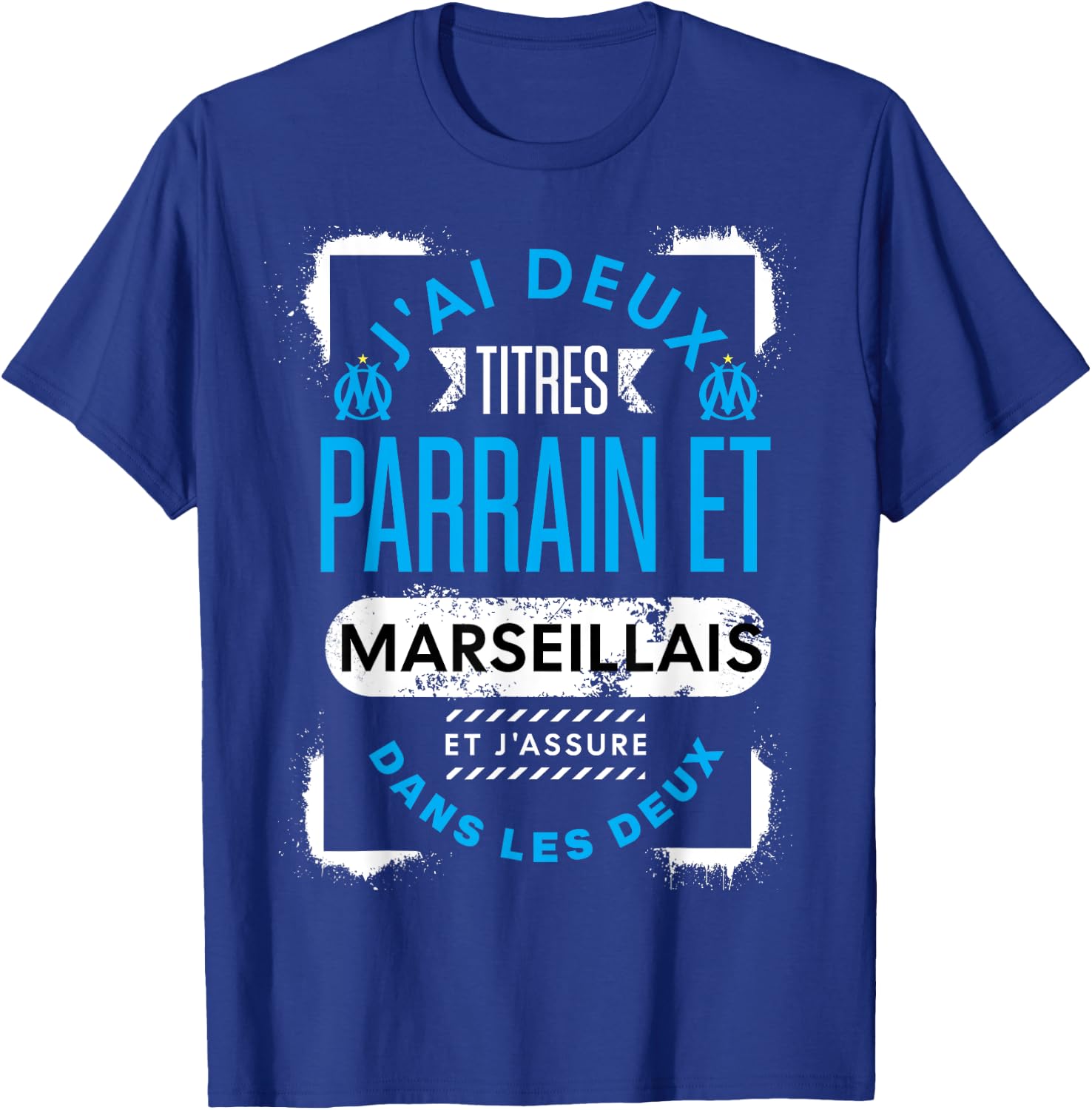 Marseille Supporter Football Godfather Man Humour , Black, S T-Shirt - T-Shirt | Royal