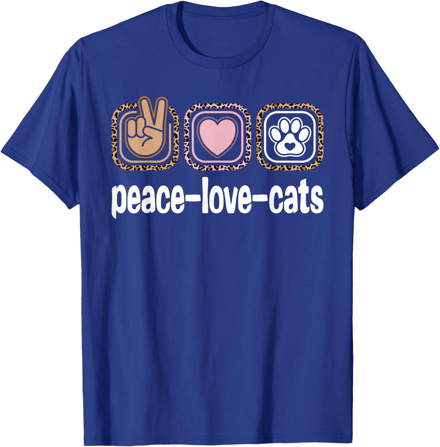 Funny Cat Owner Outfits & Cute Cat Lovers Clothes Cat Lover Cat Leopard Print Women Girls Kids Peace Love Cats , Small, Black T-Shirt - T-Shirt | Royal