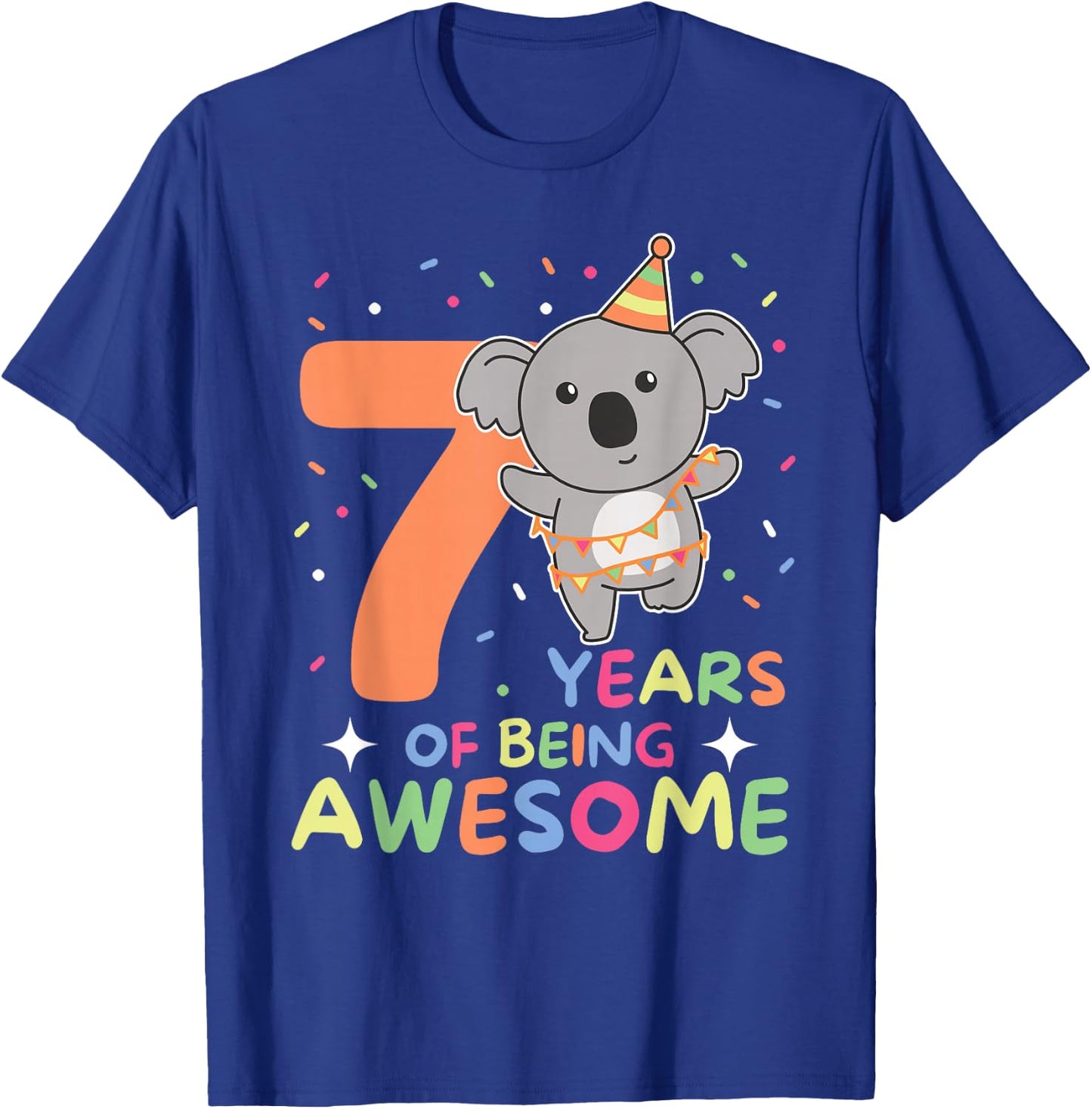 Koala For 7th Birthday Kids Seven Year Old Koala T-Shirt - T-Shirt | Royal