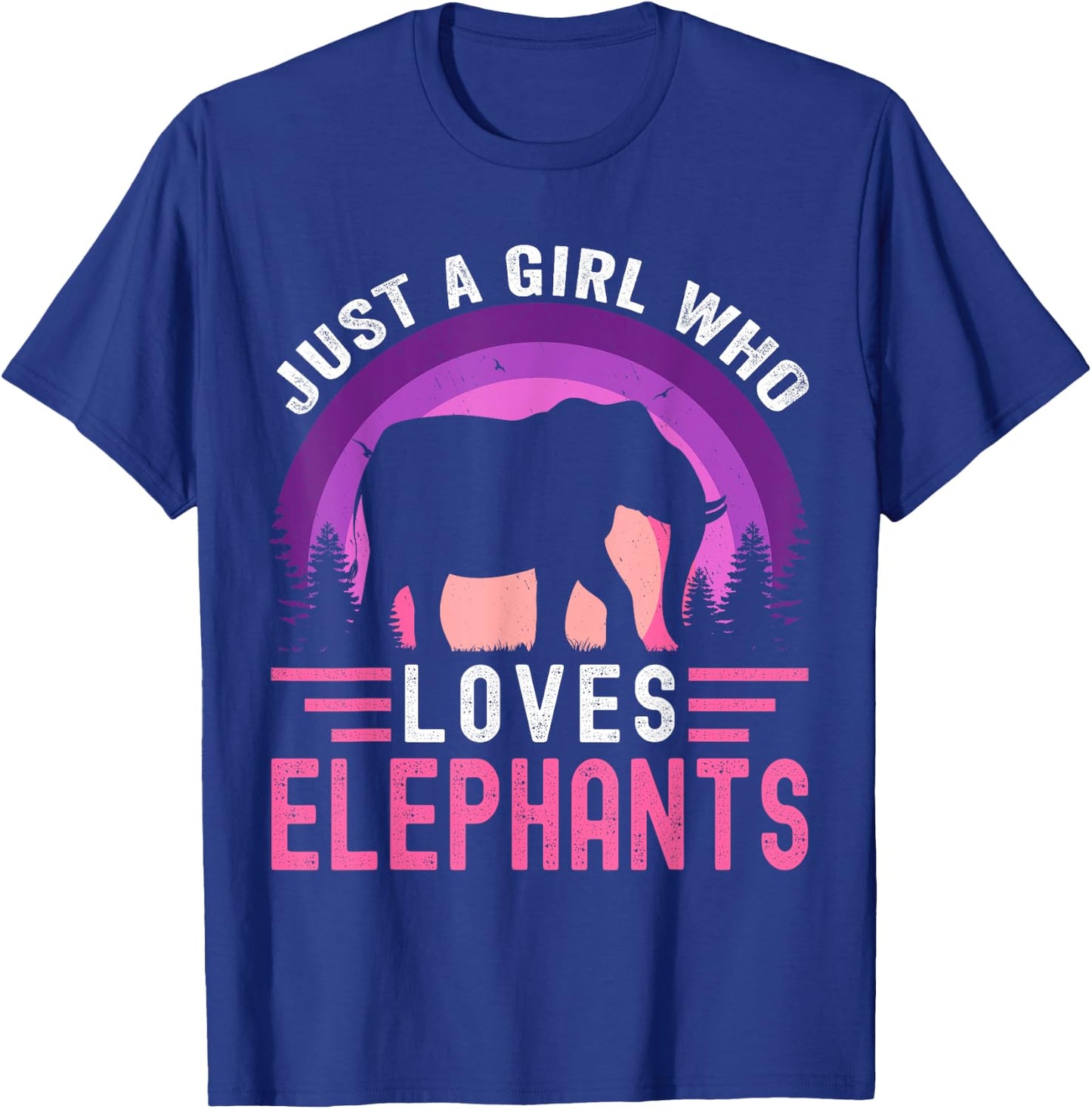 Just A Girl Who Loves Elephants Retro Vintage Elephant T-Shirt - T-Shirt | Royal
