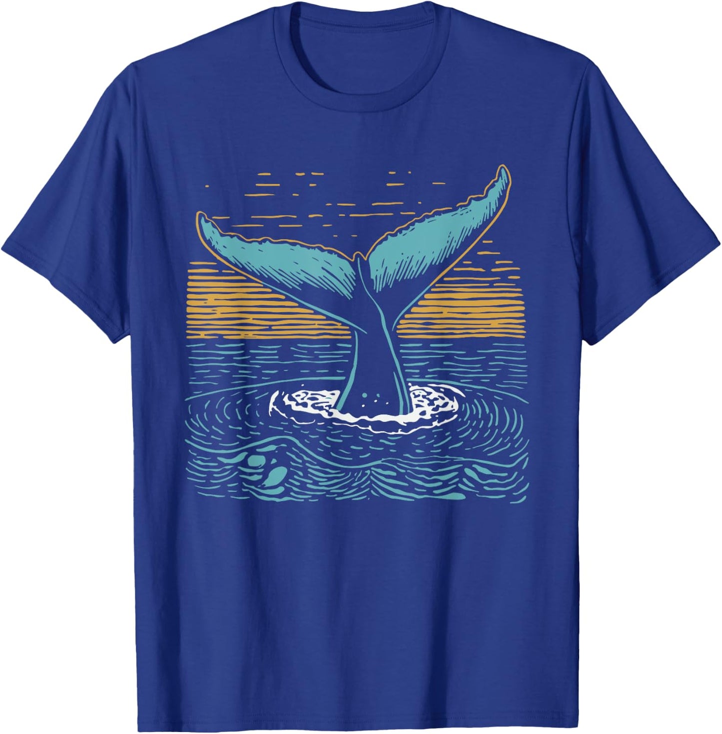 Fluke Whale Tail Retro Whale Watcher Ocean T-Shirt - T-Shirt | Royal
