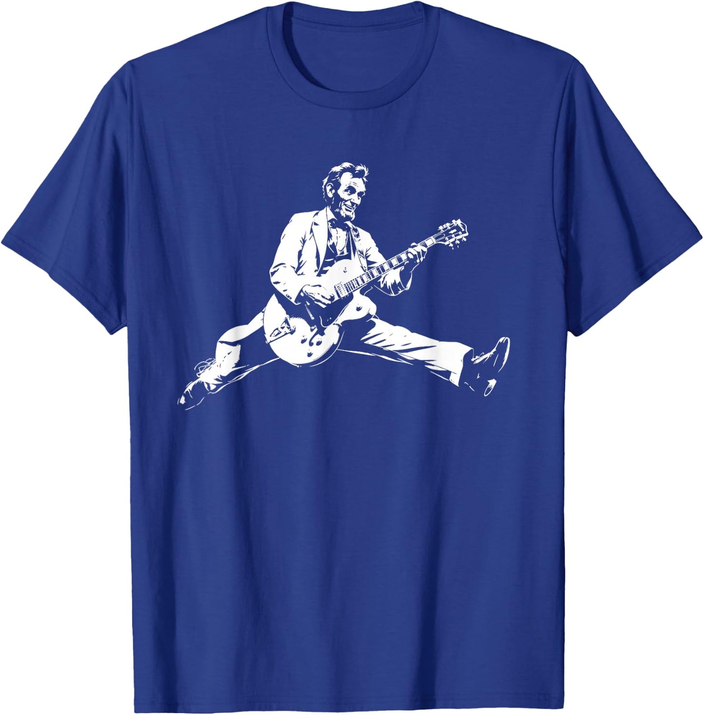 Classic US President Abraham Lincoln Playing Rock Guitar T-Shirt - T-Shirt | Royal