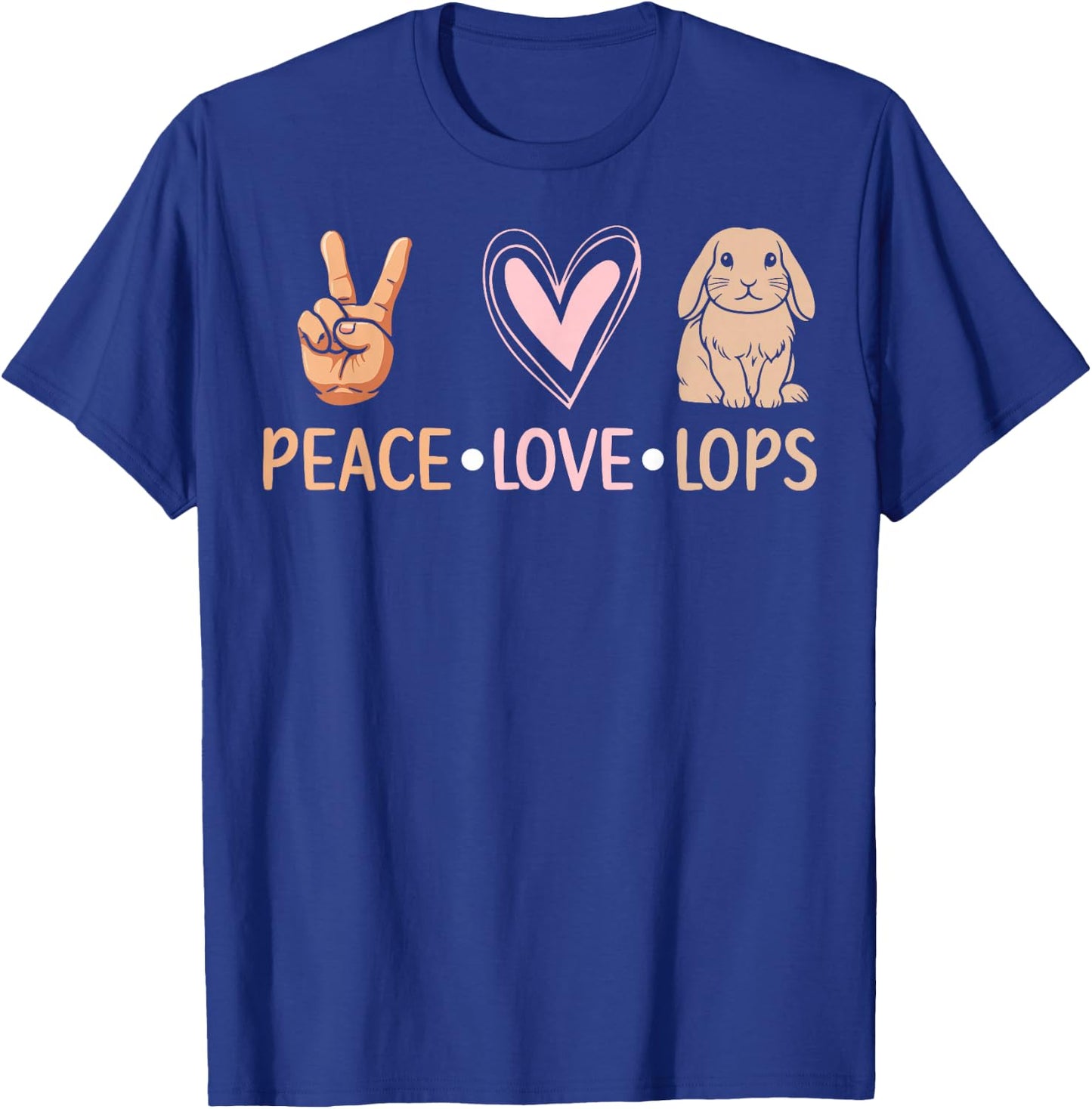 Peace Love Lops - Lop Eared Bunny T-Shirt - T-Shirt | Royal