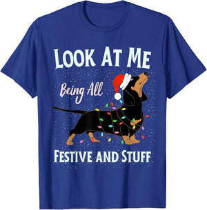 Funny Look At Me Being All Festive and Stuff Christmas Dog Women Kids T-Shirt - T-Shirt | Royal