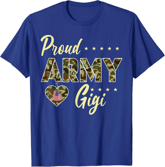 Proud Army Gigi Camouflage Soldier Family Love Military T-Shirt - T-Shirt | Royal