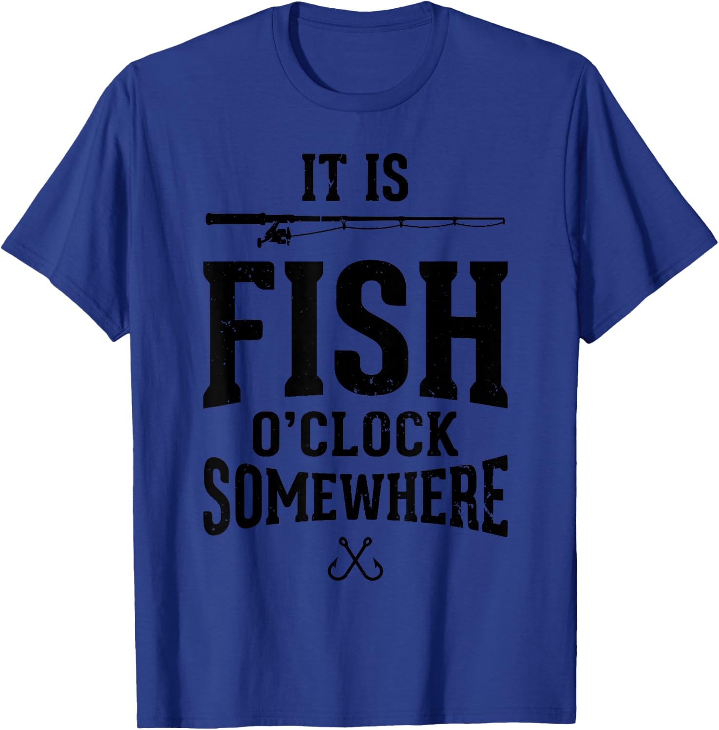 Fish O'Clock Somewhere Bass Fishing Humor Angler Fisherman T-Shirt - T-Shirt | Royal