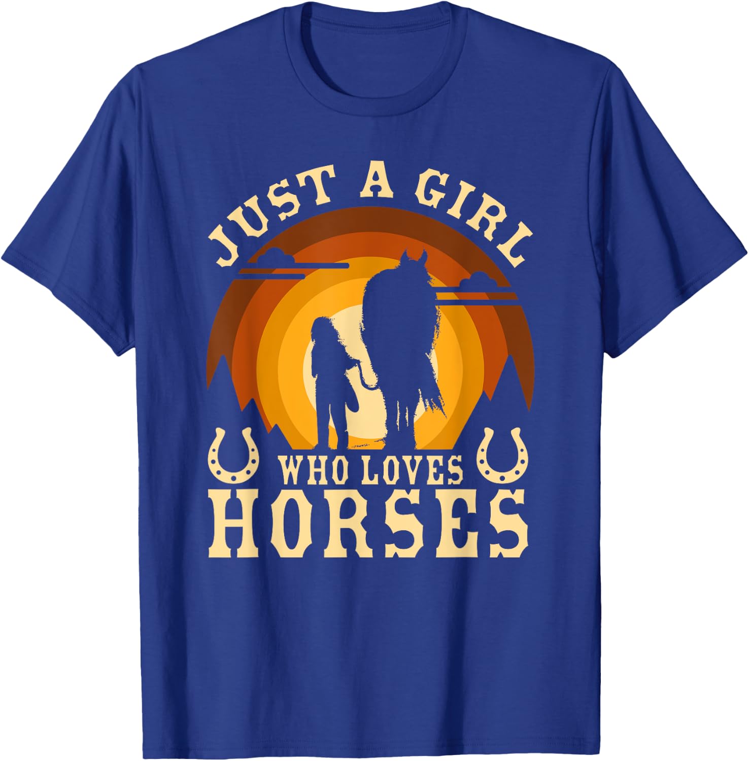 Vintage Horse Graphic Design - Just A Girl Who Loves Horses T-Shirt - T-Shirt | Royal
