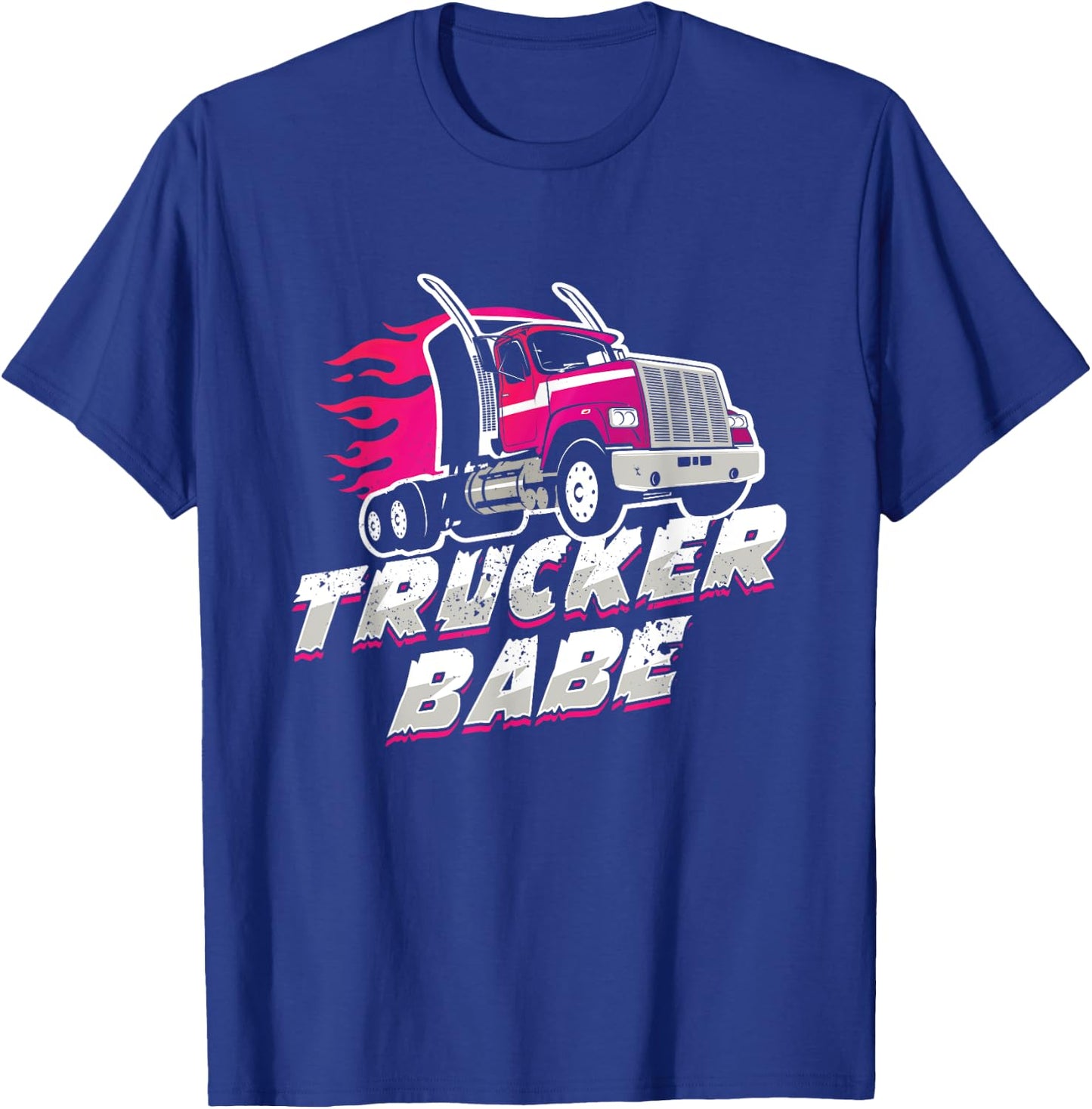 Awesome Trucker Babe Trailer Truck Driver Women Girls T-Shirt - T-Shirt | Royal