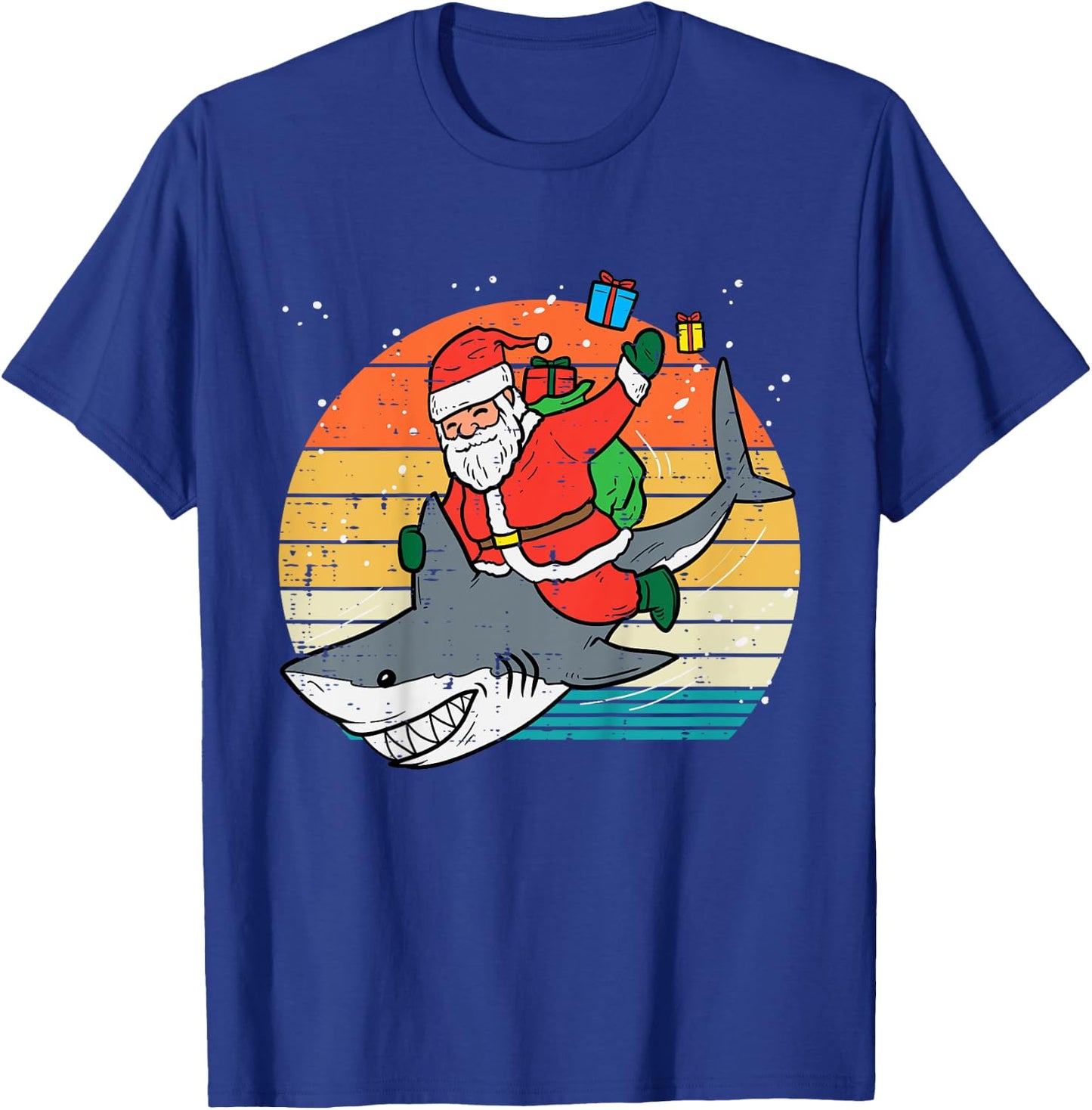 Kids Santa Riding Shark Xmas Pajamas Toddler Boys Christmas PJs T-Shirt - T-Shirt | Royal