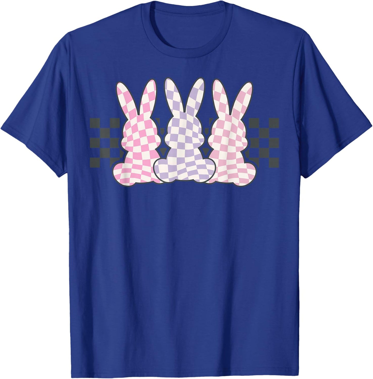 Checkerboard Easter Bunny for Tween Boys Girls Teens T-Shirt - T-Shirt | Royal