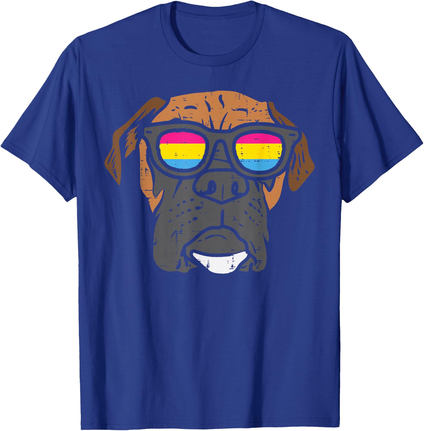 Boxer Dog Pansexual Sunglasses Cute Pan Pride Flag Men Women T-Shirt - T-Shirt | Royal