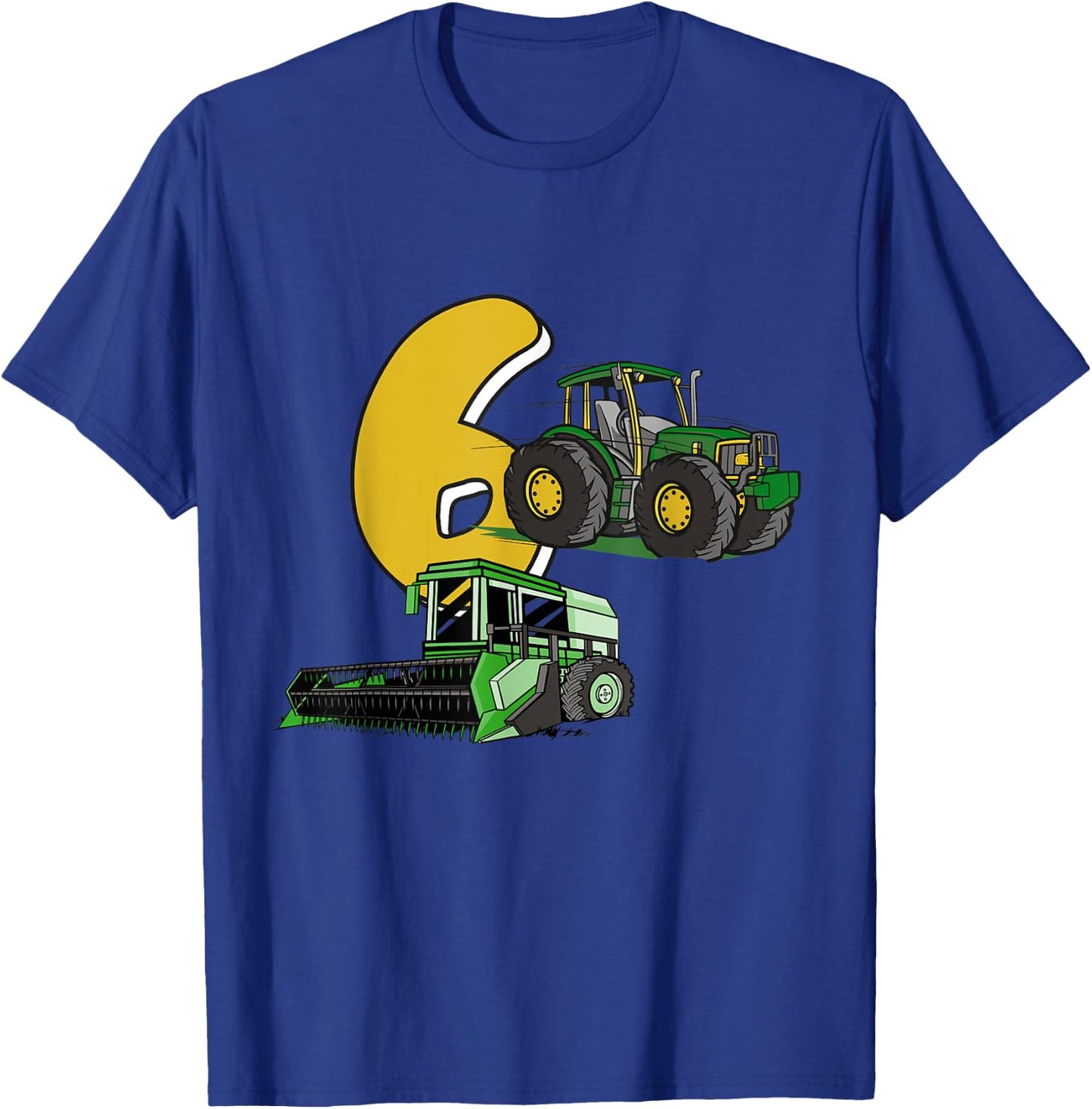 6. Geburtstag Junge, Traktor & Mähdrescher Motiv, Kinder T-Shirt - T-Shirt | Royal