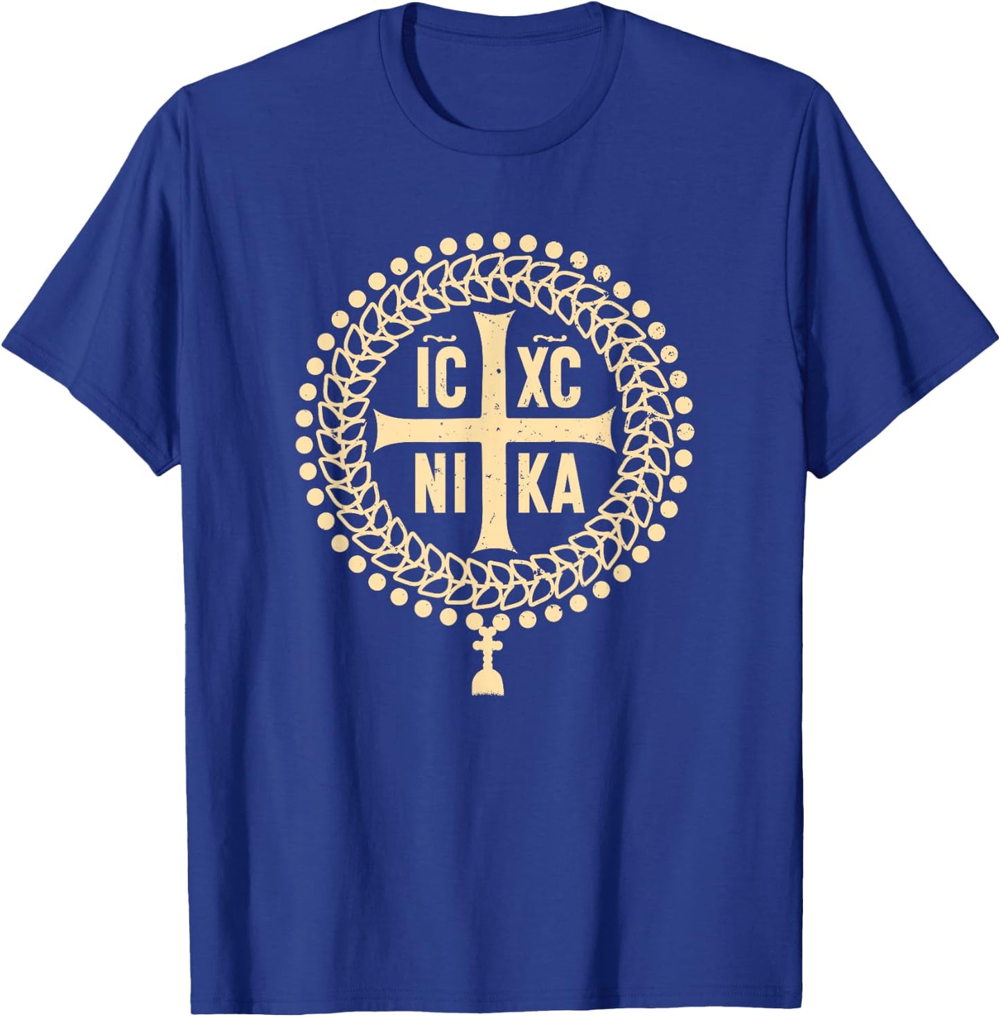 ICXC NIKA Greek Eastern Orthodox Christian Cross T-Shirt - T-Shirt | Royal