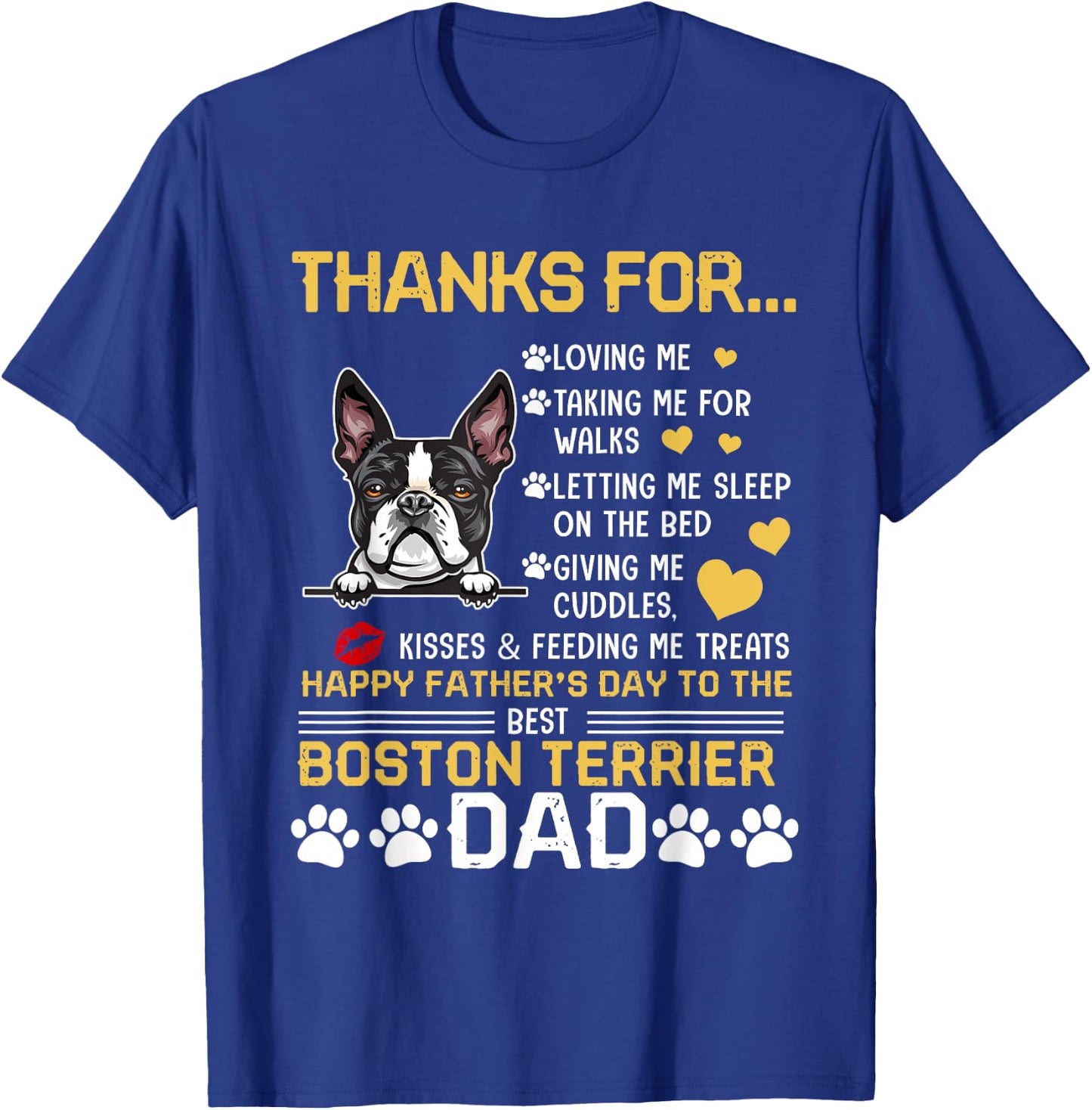 Best Boston Terrier Dog Dad Lover Happy Father's Day T-Shirt - T-Shirt | Royal