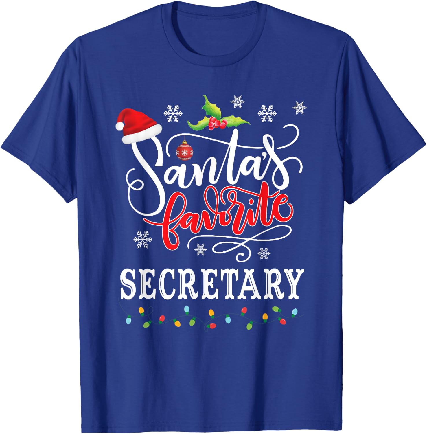 Santa's Favorite Secretary Funny Christmas Xmas Hat T-Shirt - T-Shirt | Royal