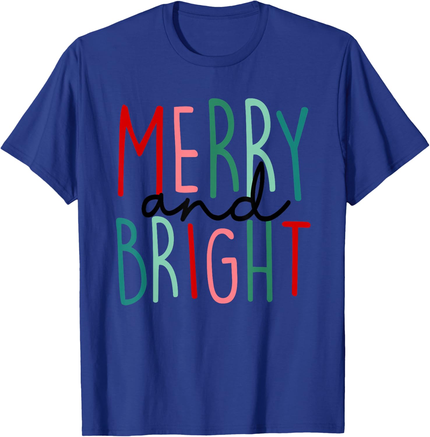 Merry And Bright Christmas Women Girls Kids Toddlers Cute T-Shirt - T-Shirt | Royal