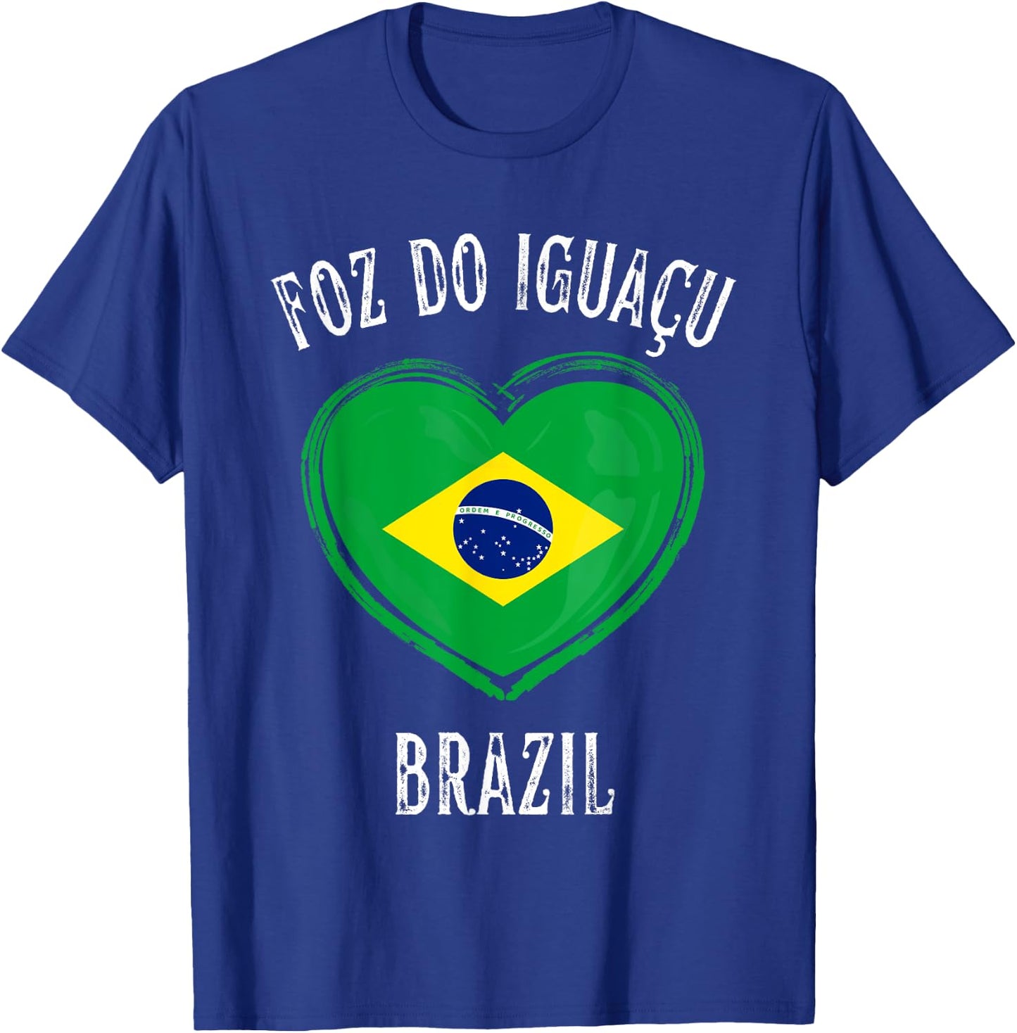 Brazil Flag Heart Foz Do Iguacu City T-Shirt - T-Shirt | Royal