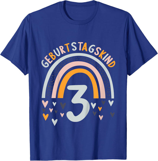 Kids 3 Years Old Boy Girl Rainbow 3rd Birthday , black T-Shirt - T-Shirt | Royal