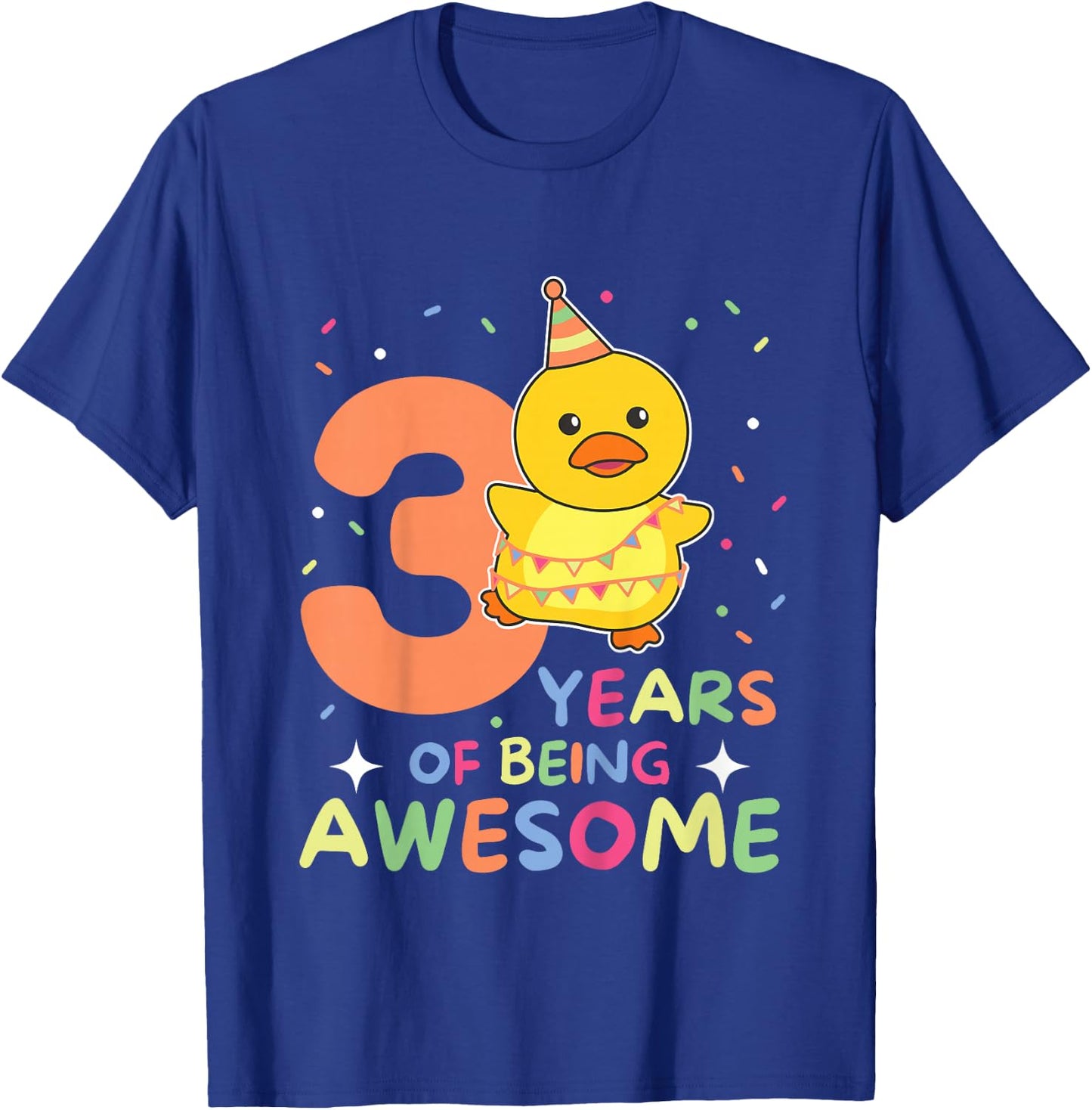 Duck For 3rd Birthday For Children Three Years Old T-Shirt - T-Shirt | Royal