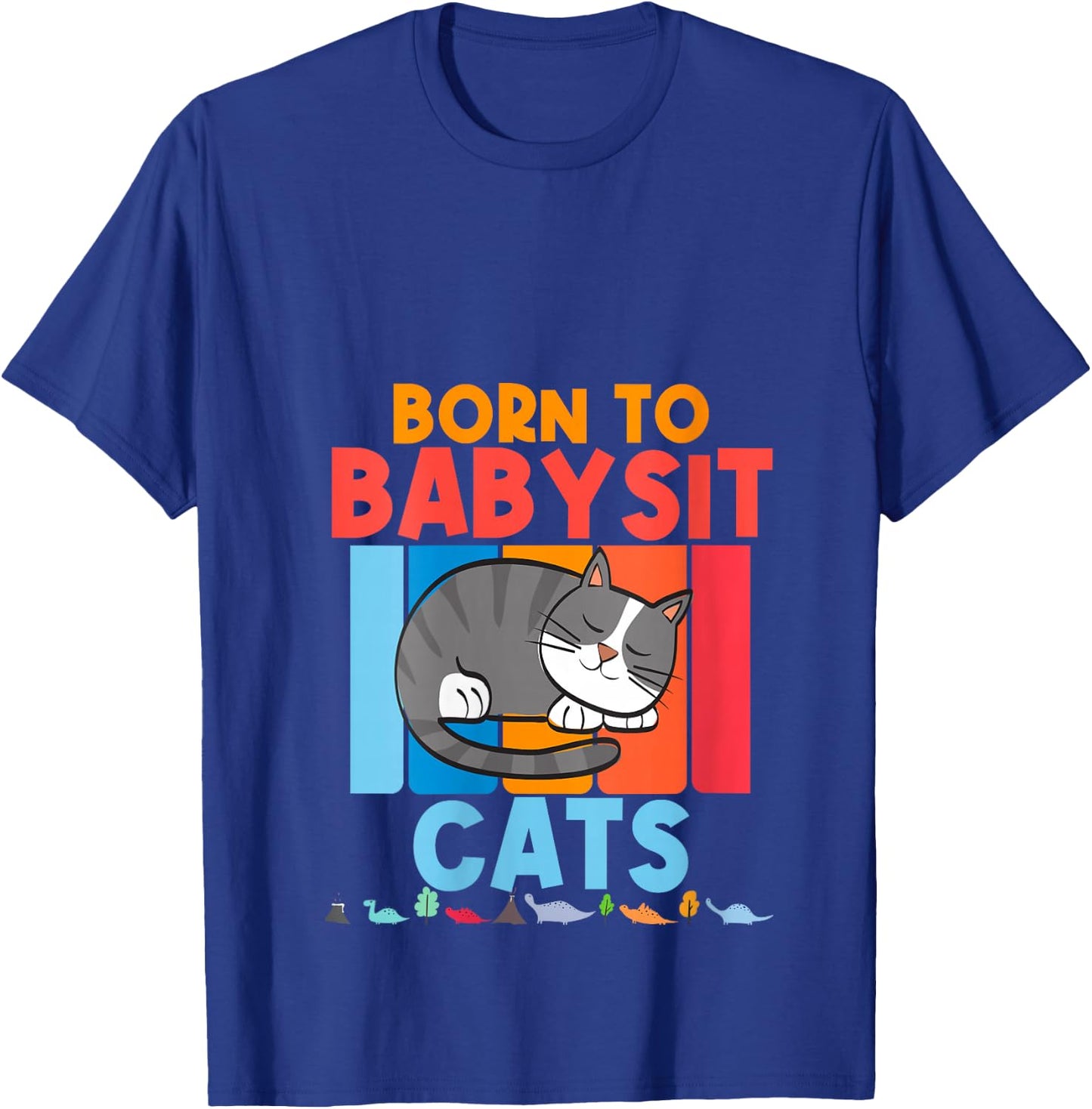 Born to Babysit Cats Babysitter Cat Feline Boys Girls Gift V-Neck T-Shirt - T-Shirt | Royal