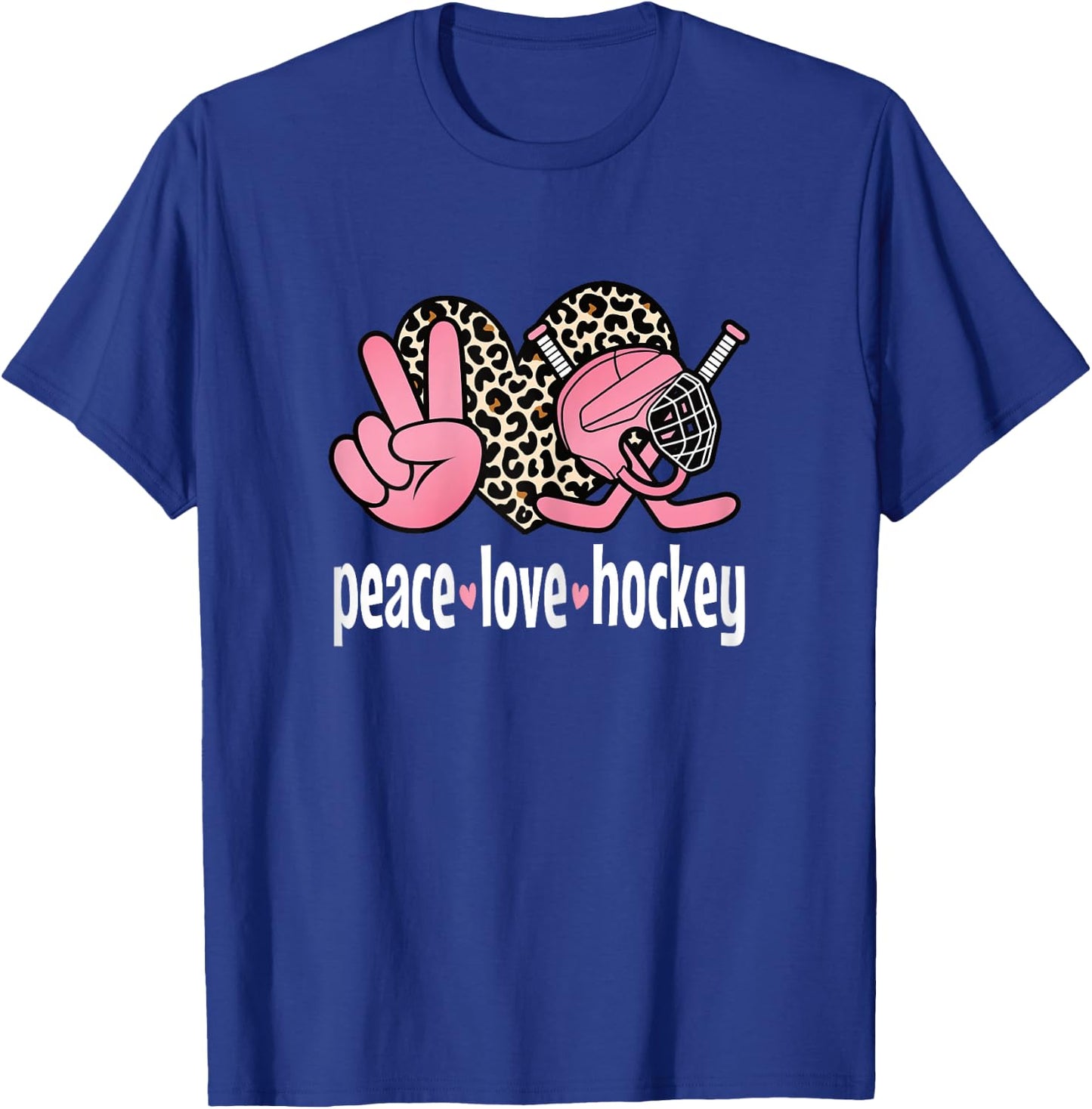 Peace Love Ice Hockey Cute Ice Hockey Women Girls Kids T-Shirt - T-Shirt | Royal