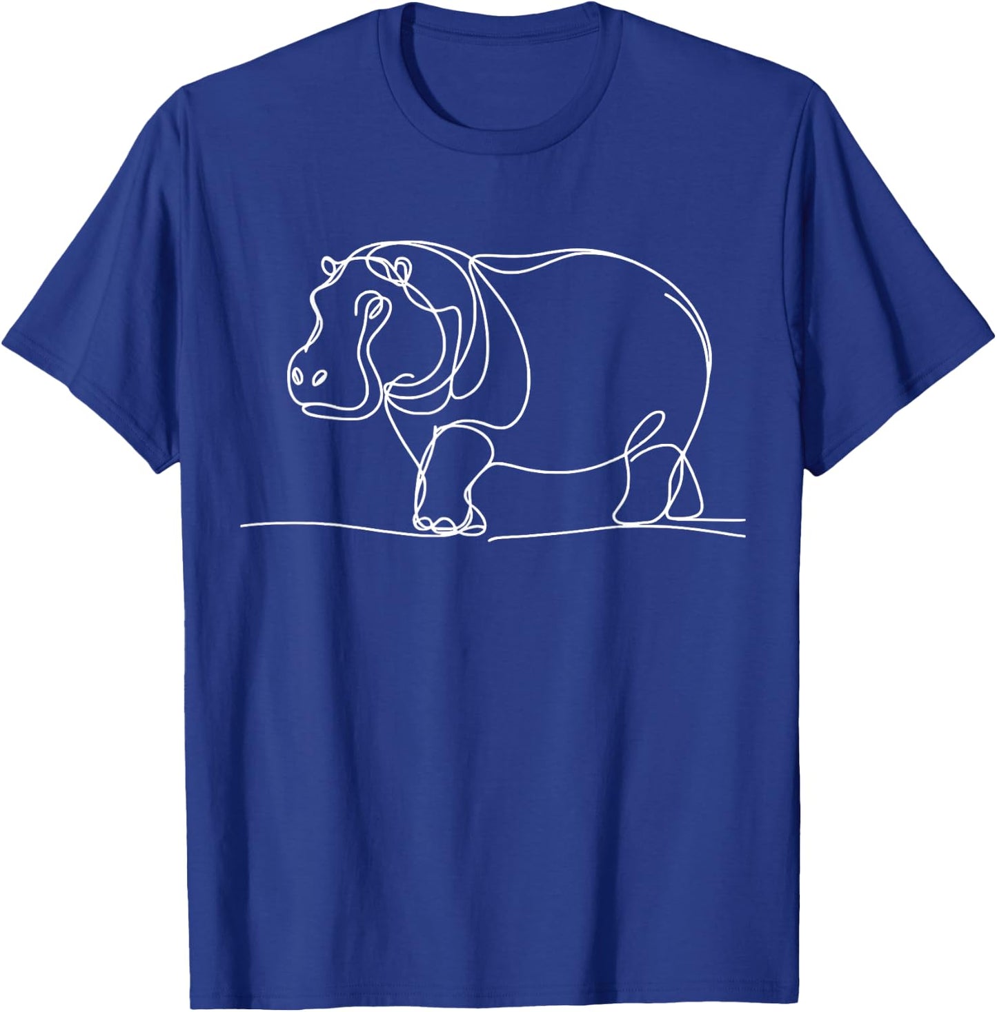 Minimalist Hippo Line Art Simple Animal Drawing Design T-Shirt - T-Shirt | Royal