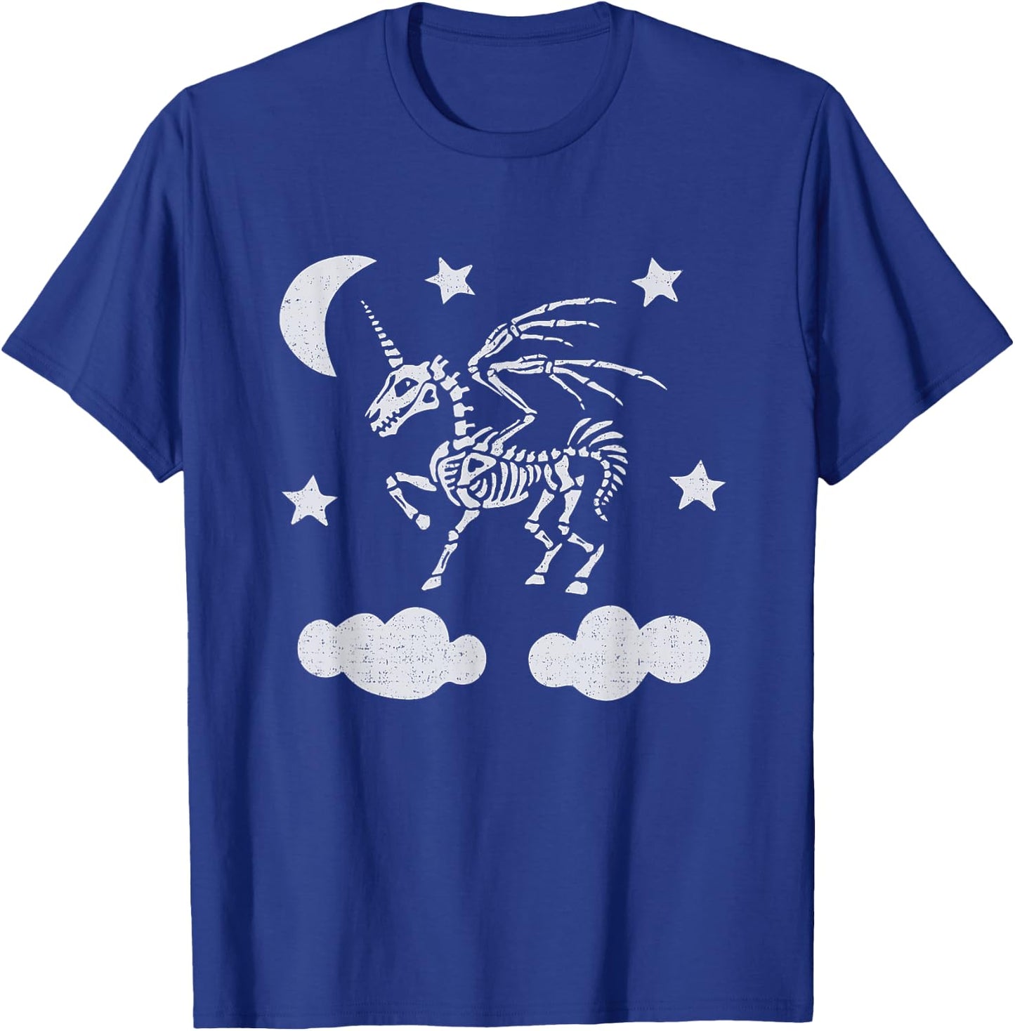 Unicorn Pegasus Skeleton Halloween Moon Stars T-Shirt - T-Shirt | Royal