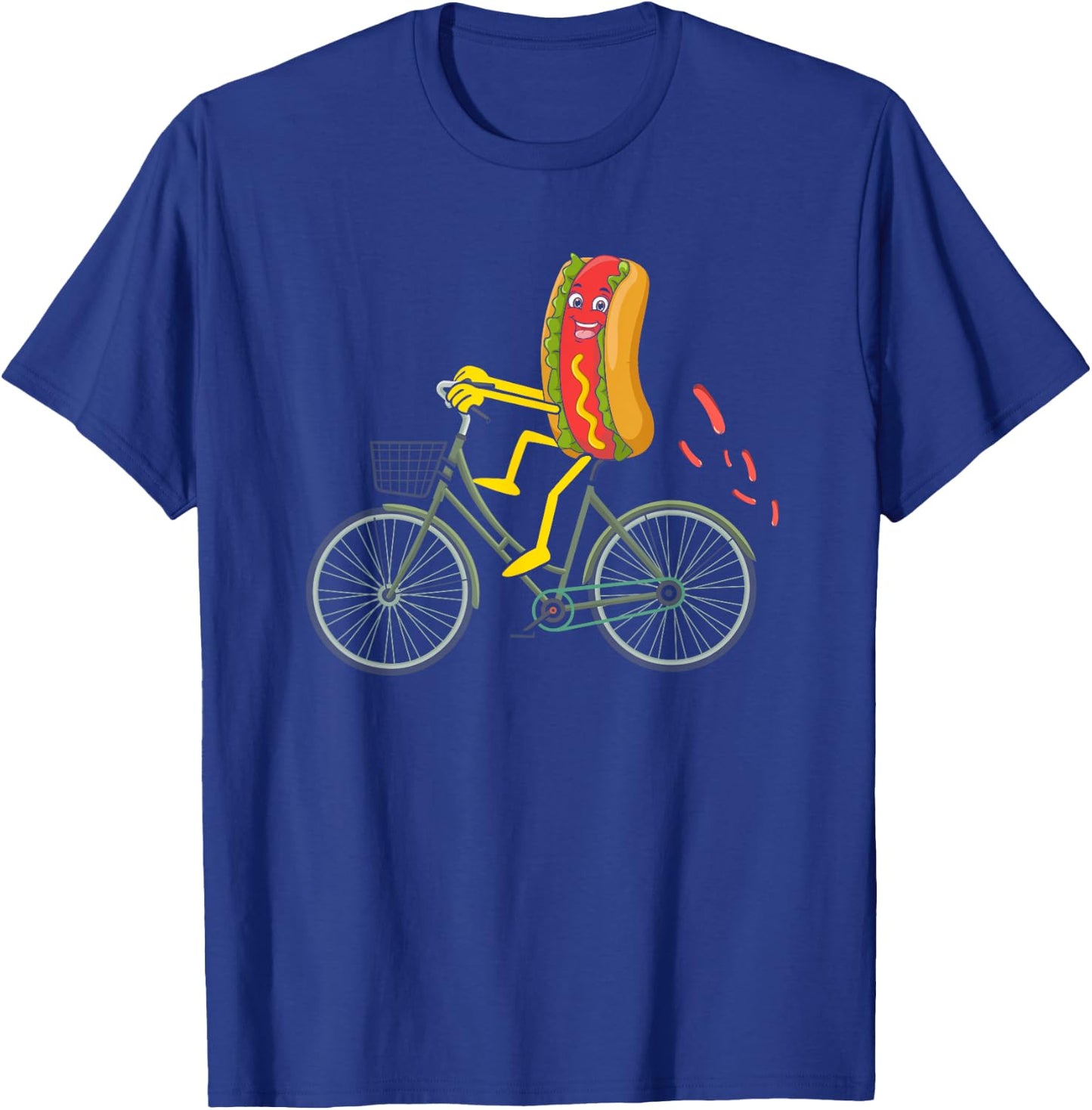 Hot Dog riding Bike Bicycle Cycling Cyclist Wiener Love Men Women T-Shirt - T-Shirt | Royal
