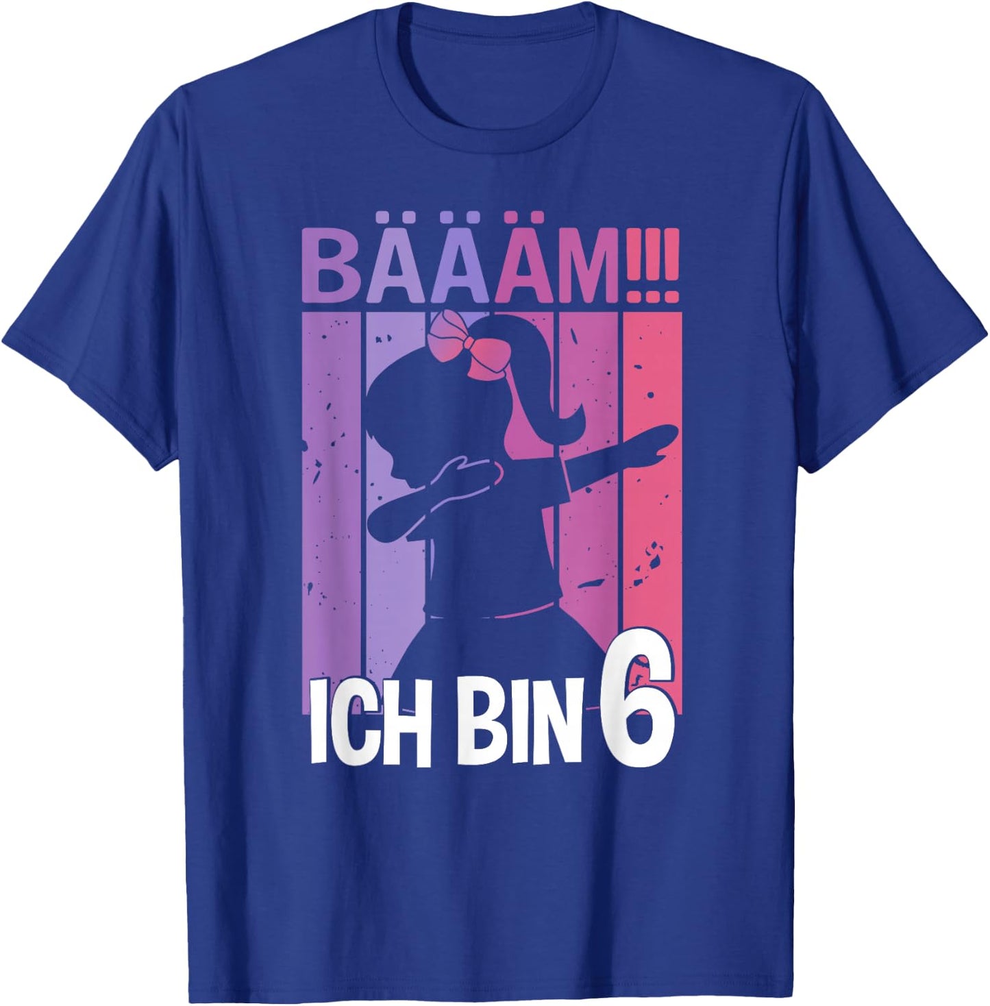 Girls' with German Text "Ich bin 6 Jahre Dab [German Language], black T-Shirt - T-Shirt | Royal
