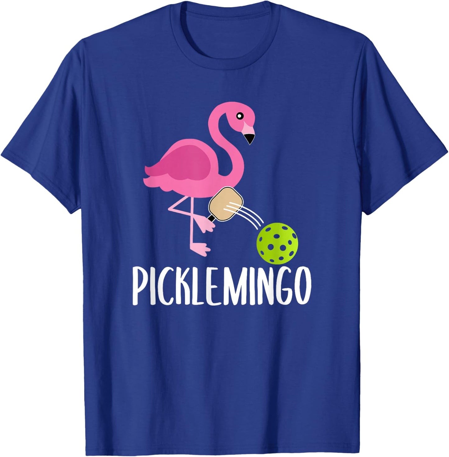 Pickleball Player Paddleball Lover Picklemingo Pink Flamingo T-Shirt - T-Shirt | Royal