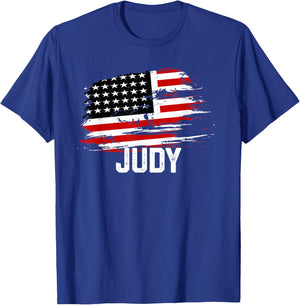 JUDY USA Flag Personalized 4th of July JUDY T-Shirt - T-Shirt | Royal