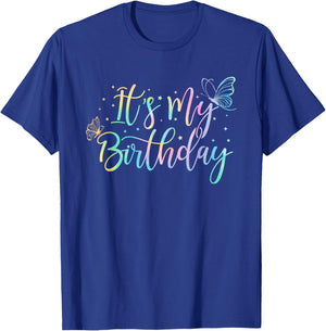 It's My Birthday Butterfly Tie Dye Birthday Party Women Girl T-Shirt - T-Shirt | Royal