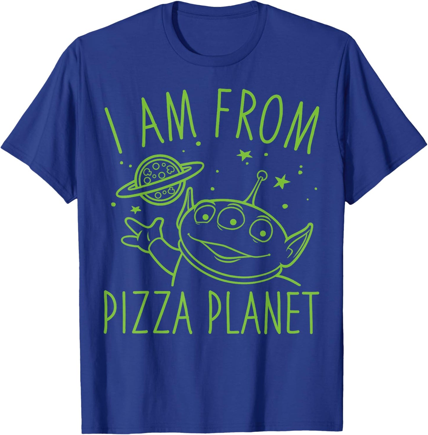Disney Pixar Toy Story Neon Green Alien Pizza Planet Logo T-Shirt - T-Shirt | Royal
