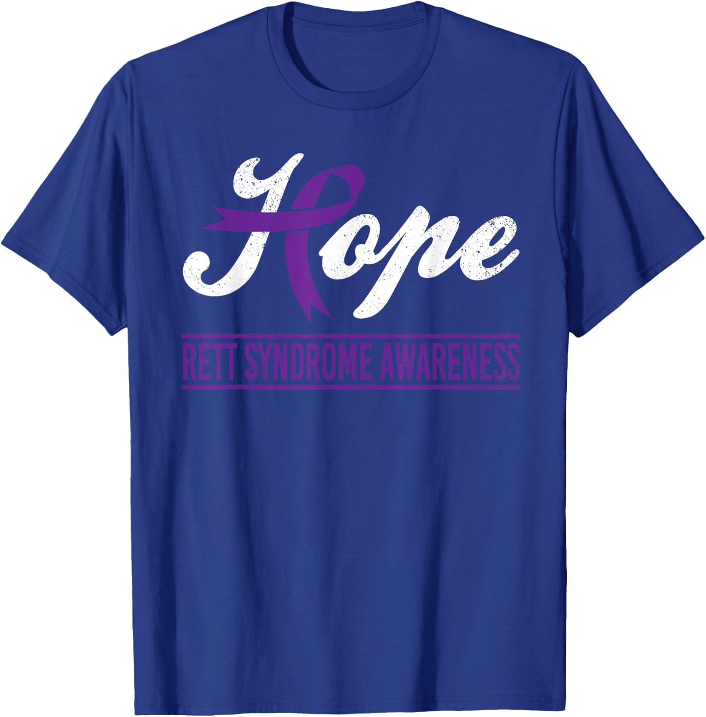 Hope Purple Ribbon Rett Syndrome Awareness Support Month T-Shirt - T-Shirt | Royal