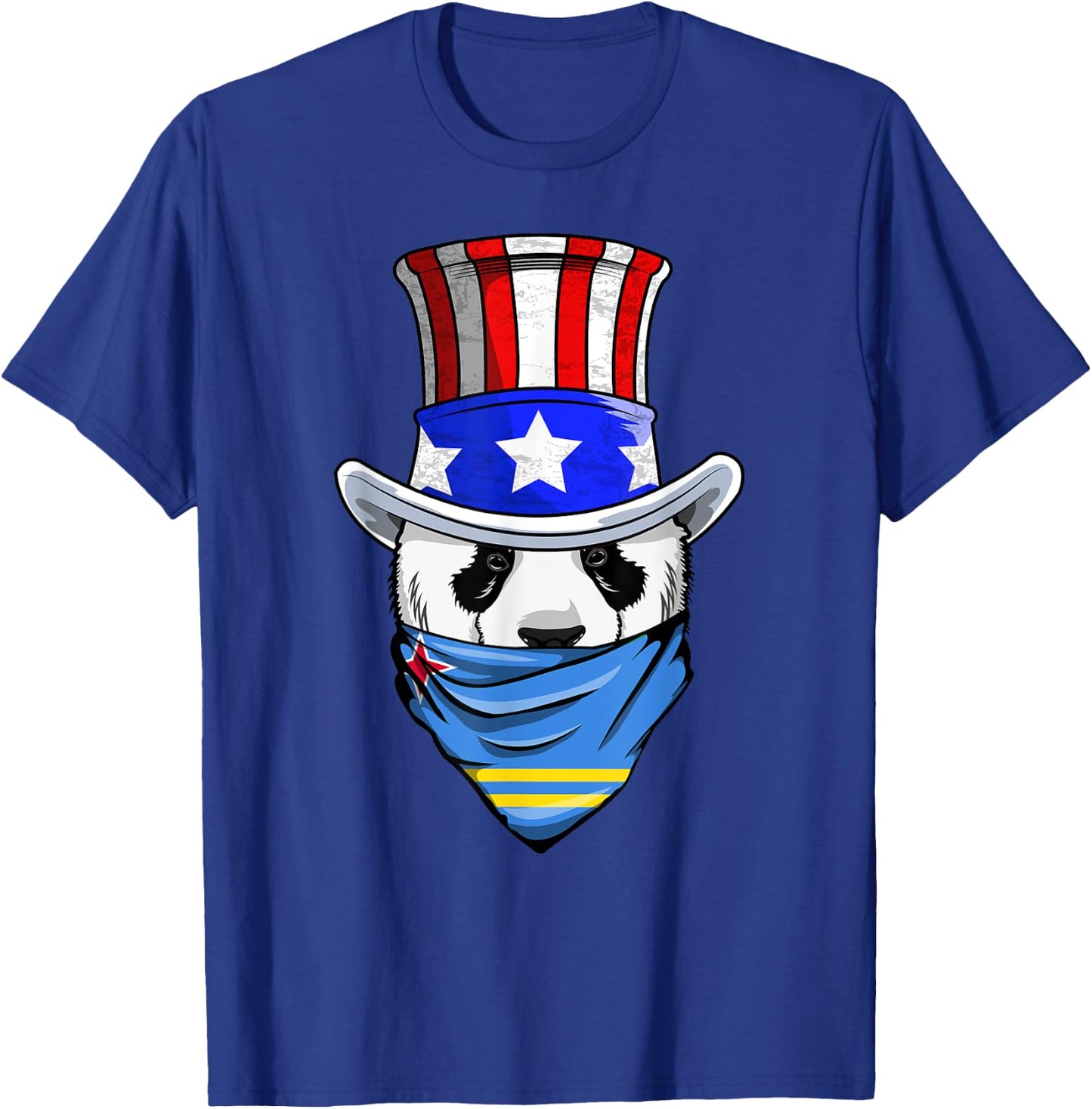 Aruban Panda Bear in Aruba Bandana Flag T-Shirt - T-Shirt | Royal