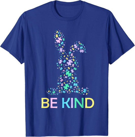 Be Kind Easter Rabbit Autism Awareness Puzzle Piece Bunny T-Shirt - T-Shirt | Royal