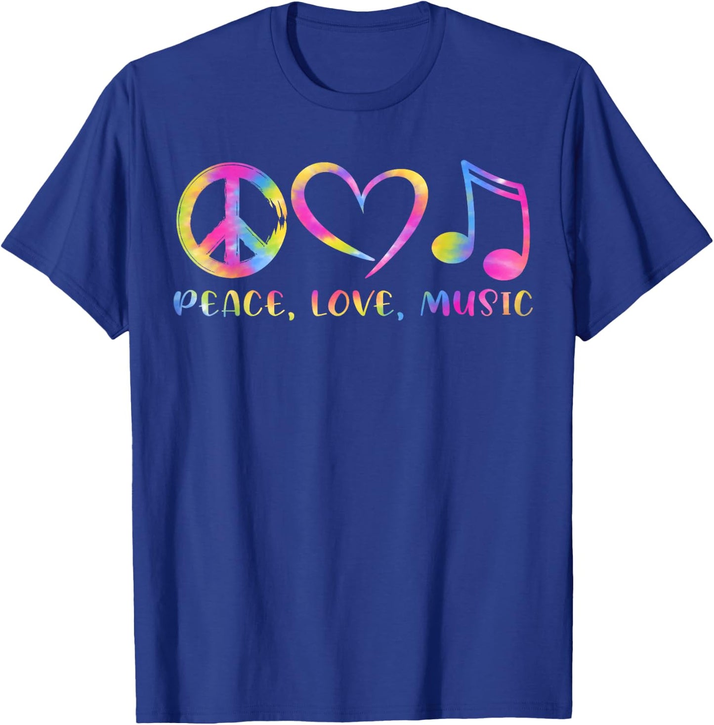 Cool Peace Love Music Tie Dye Men Women Kids T-Shirt - T-Shirt | Royal
