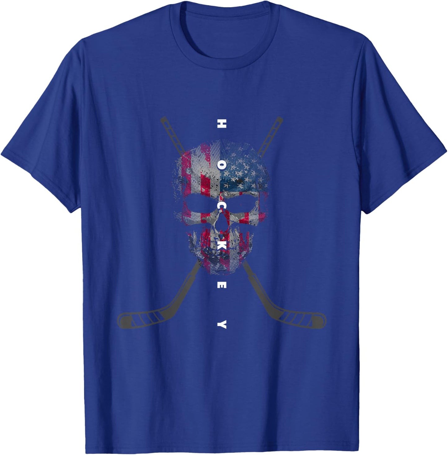 American Flag Skull Hockey Apparel - Hockey Kids Men T-Shirt - T-Shirt | Royal
