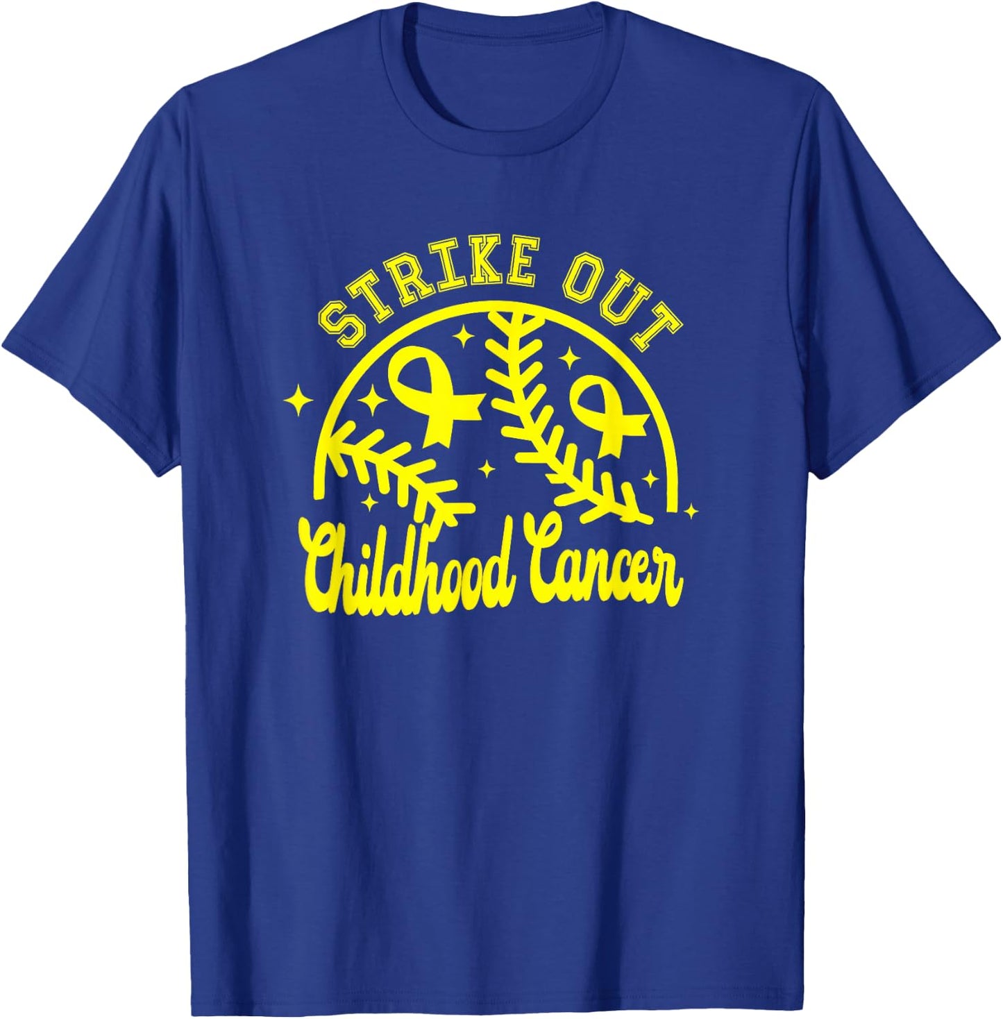 Childhood Cancer Warrior Strike Out Cancer Baseball Gameday T-Shirt - T-Shirt | Royal