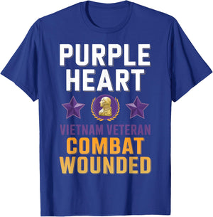 Purple Heart Vietnam Veteran Combat Wounded Proud Patriotic T-Shirt - T-Shirt | Royal