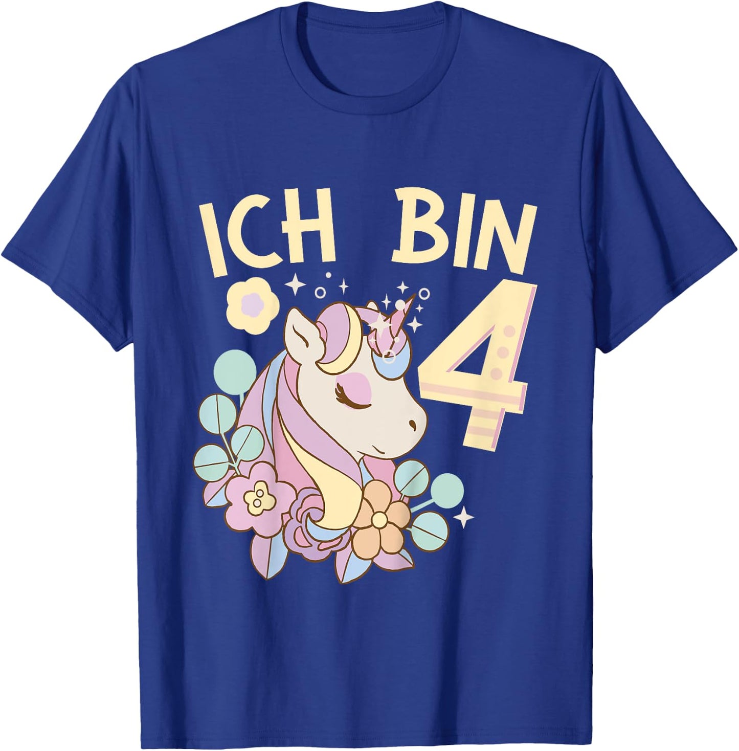 4th Birthday Unicorn Children's Birthday - Unicorn I Am 4 T-Shirt - T-Shirt | Royal