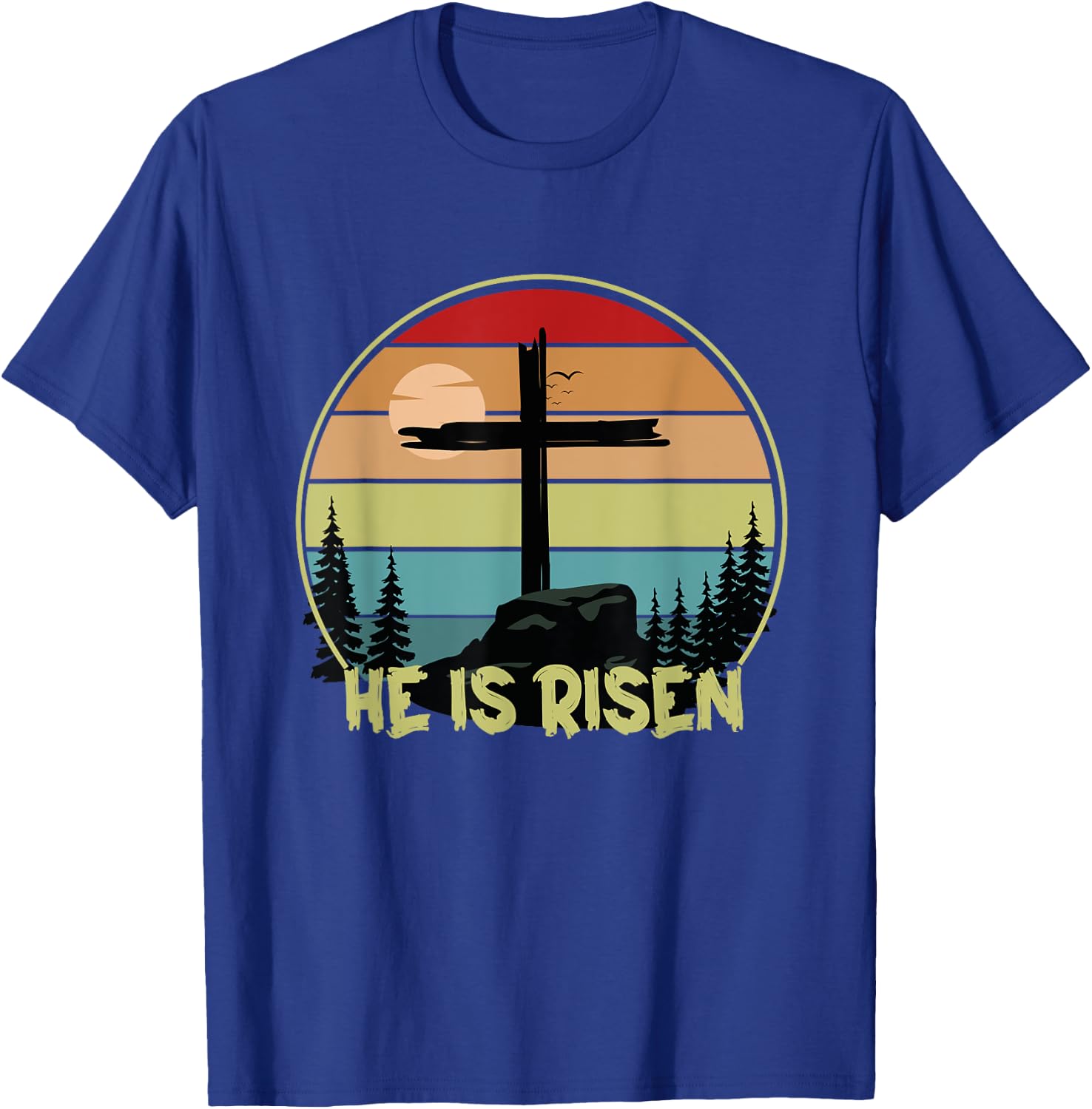 He is Risen Retro Vintage Happy Easter T-Shirt - T-Shirt | Royal
