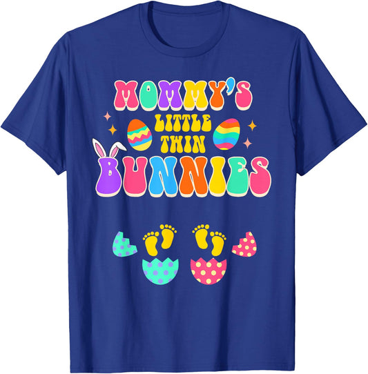 Easter Twin Mom Pregnancy Mommy's Little Twin Bunnies T-Shirt - T-Shirt | Royal