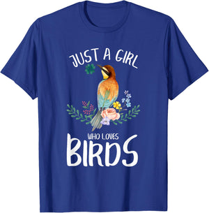 A Girl Who Loves Birds Birding Birdwatching Women T-Shirt - T-Shirt | Royal