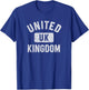 United Kingdom Gym Style Distressed White Print T-Shirt - T-Shirt | Royal