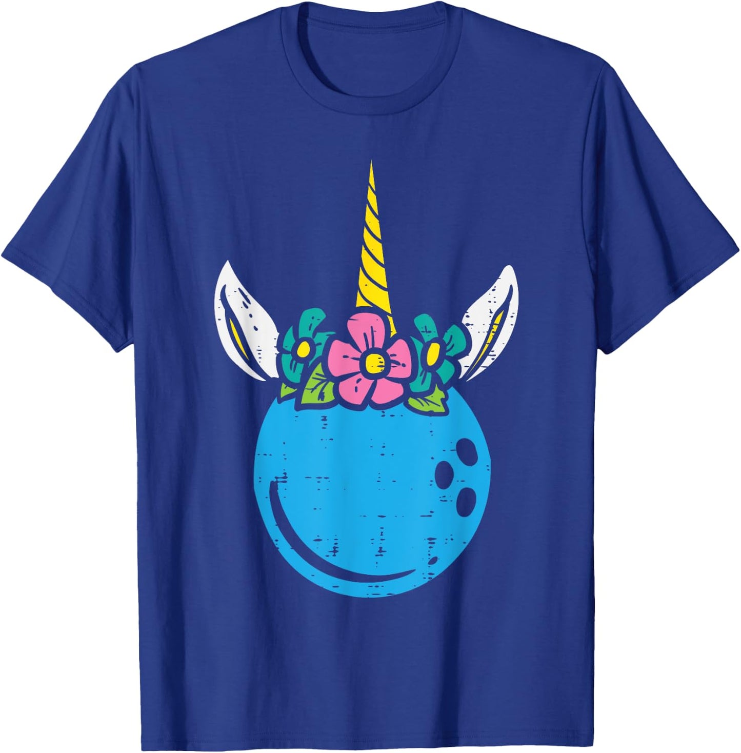 Bowling Ball Unicorn Head Cute Bowler Girls Kids Toddler T-Shirt - T-Shirt | Royal