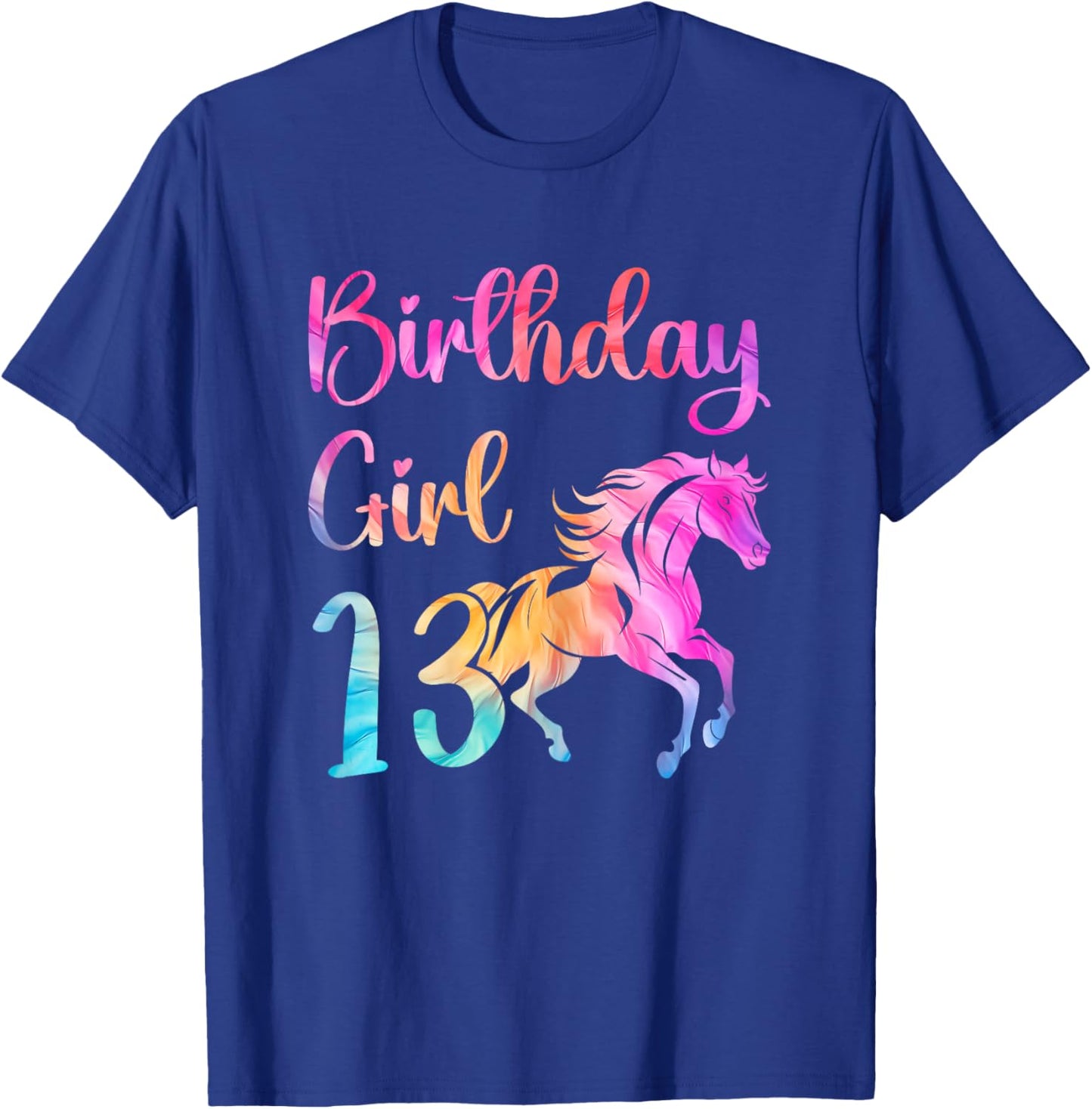13th Birthday Horse 13 Year Old Girl Birthday Horse Lovers T-Shirt - T-Shirt | Royal