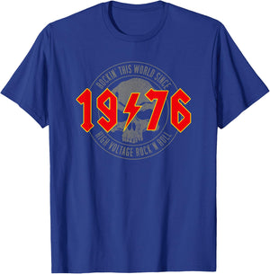 1976 Vintage Birthday Rock and Roll Heavy Metal , black T-Shirt - T-Shirt | Royal