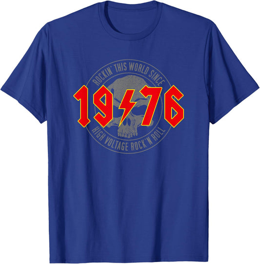 1976 Vintage Birthday Rock and Roll Heavy Metal , black T-Shirt - T-Shirt | Royal