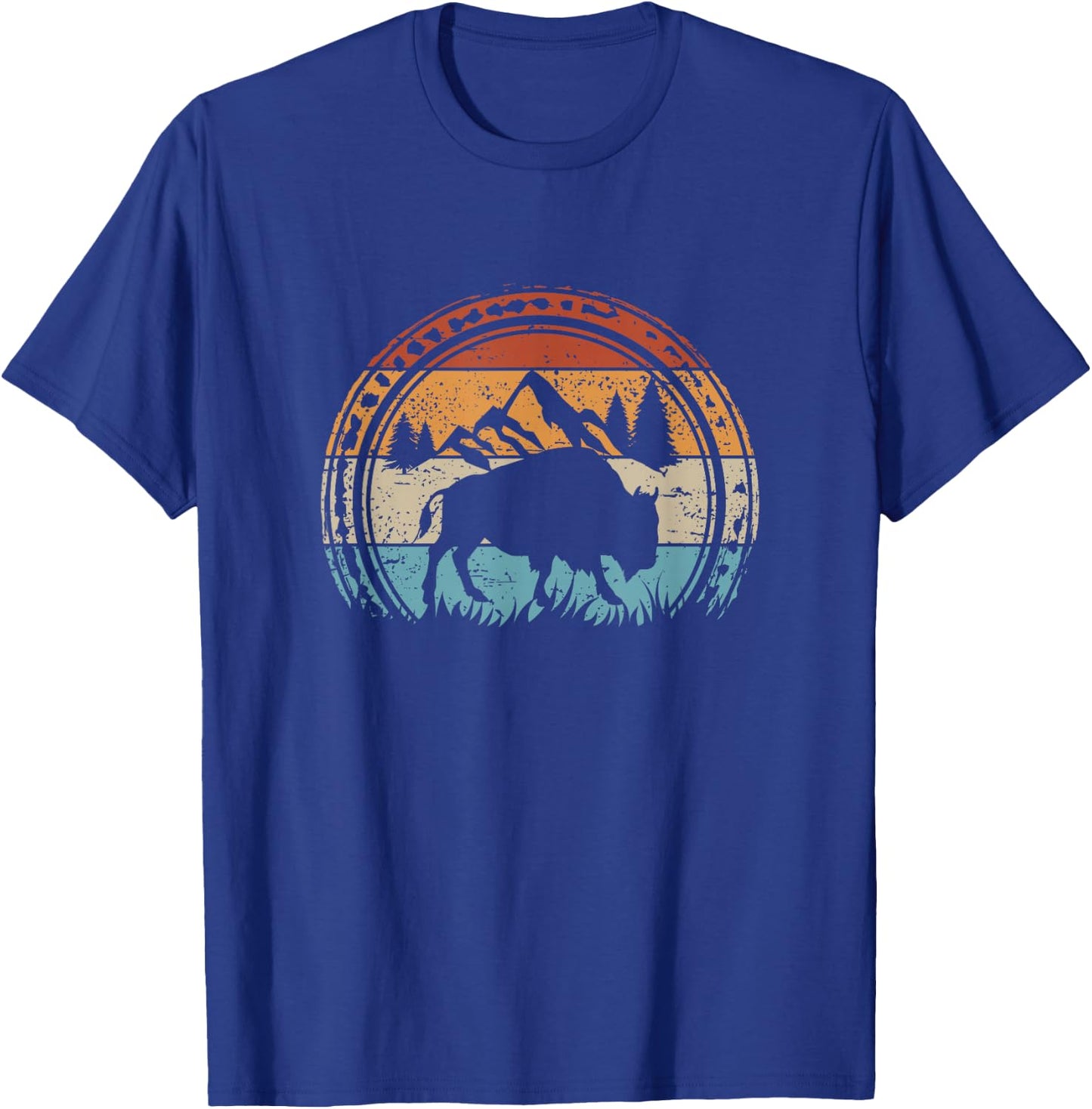 Retro Bison National Park Wildlife Vintage American Buffalo T-Shirt - T-Shirt | Royal